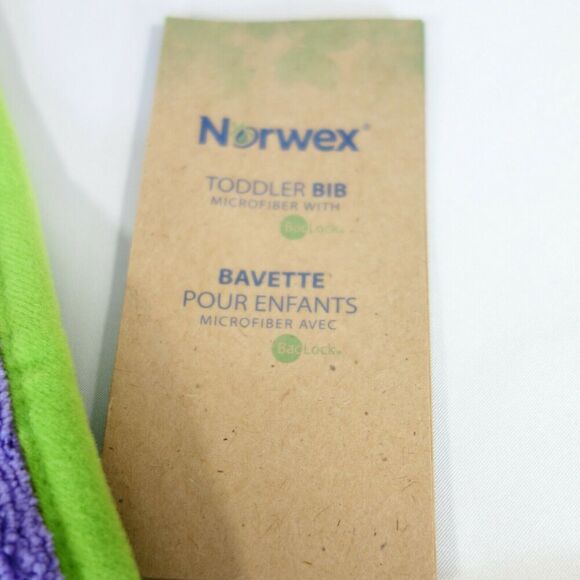 New Norwex Baby Bib Purple Tree Giraffe Monkey Washcloth Microfiber with Baclock - Picture 5 of 9